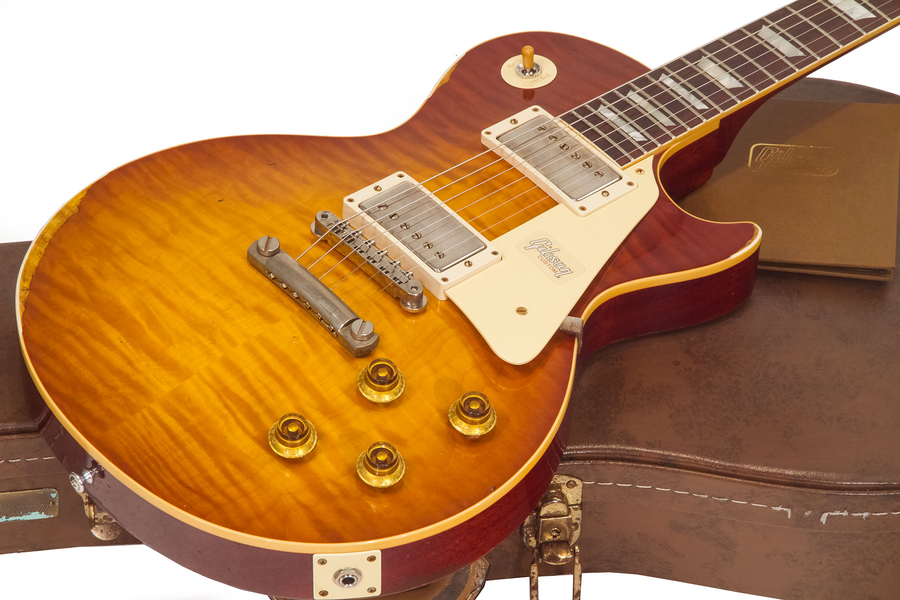 Gibson Custom Shop M2m Les Paul Standard 1959 2h Ht Rw #983303 - Ultra Aged New Orange Sunset Fade - Enkel gesneden elektrische gitaar - Variation 1