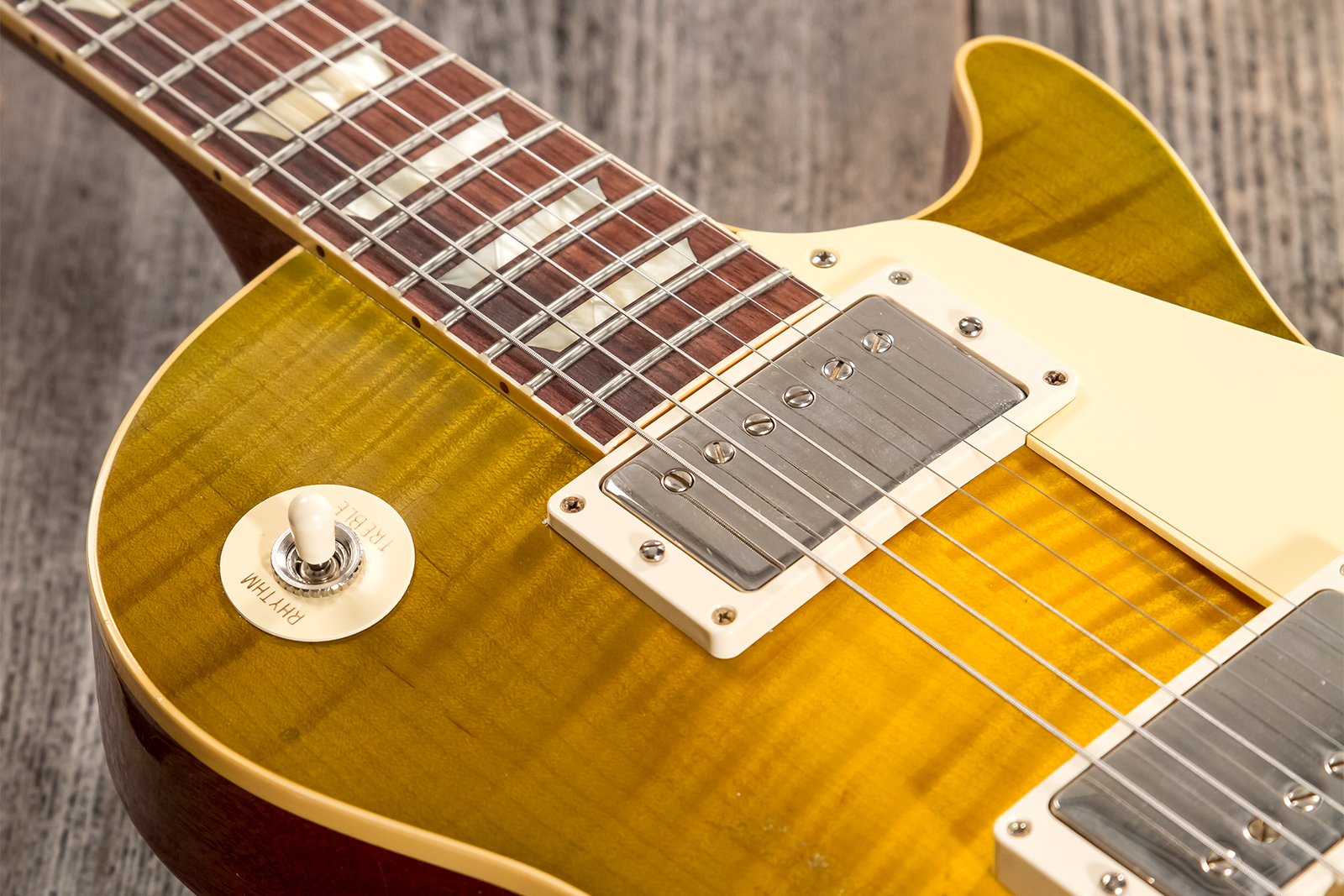 Gibson Custom Shop M2m Les Paul Standard 1959 Reissue 2h Ht Rw #932154 - Murphy Lab Light Aged Green Lemon Burst - Single cut gitaar - Variation 3