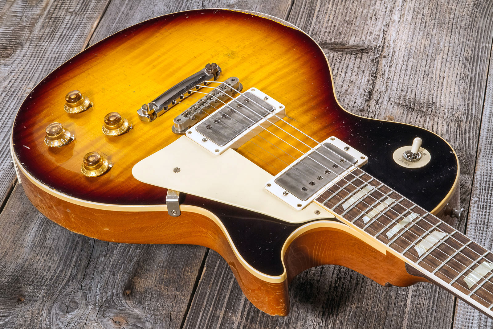 Gibson Custom Shop M2m Les Paul Standard 1959 Reissue 2h Ht Rw #932158 - Ultra Heavy Aged Kindred Burst - Enkel gesneden elektrische gitaar - Variatio