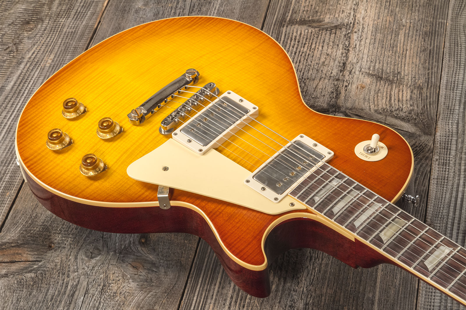 Gibson Custom Shop M2m Les Paul Standard 1959 Reissue 2h Ht Rw #934372 - Murphy Lab Ultra Light Aged Sunrise Teaburst - Enkel gesneden elektrische git