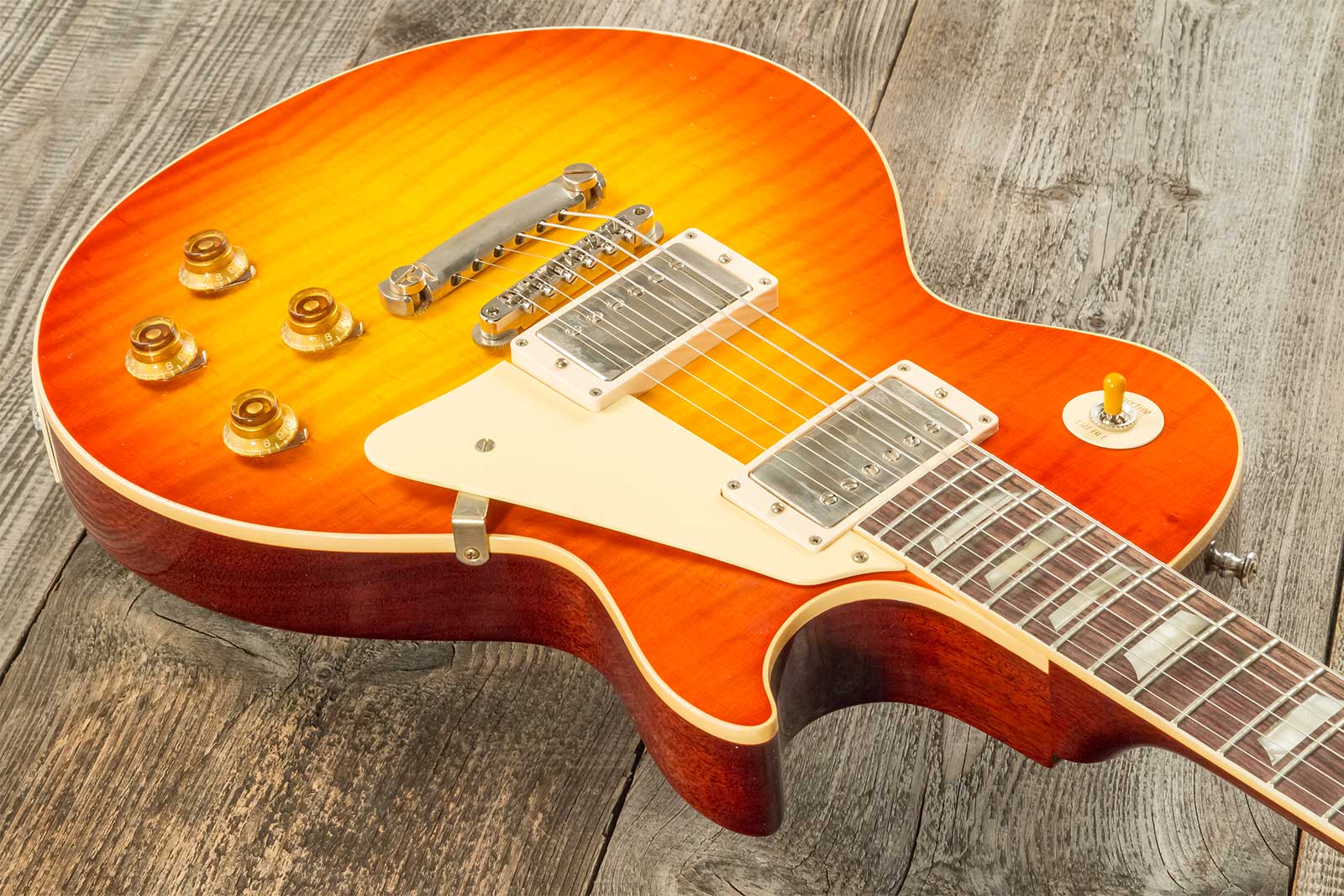 Gibson Custom Shop M2m Les Paul Standard 1959 Reissue 2h Ht Rw #941225 - Murphy Lab Light Aged Sunrise Tea Burst - Enkel gesneden elektrische gitaar -