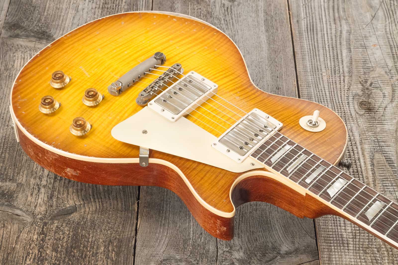 Gibson Custom Shop M2m Les Paul Standard 1959 Reissue 2h Ht Rw #94702 - Murphy Lab Ultra Heavy Aged Golden Poppy Burst - Enkel gesneden elektrische gi