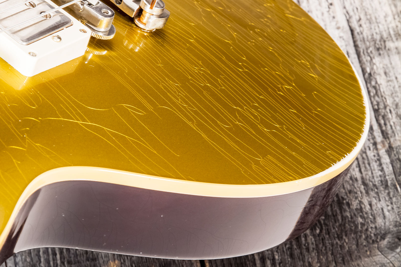 Gibson Custom Shop Murphy Lab Les Paul Goldtop 1957 Reissue 2h Ht Rw #721287 - Light Aged Double Gold With Dark Back - Enkel gesneden elektrische gita