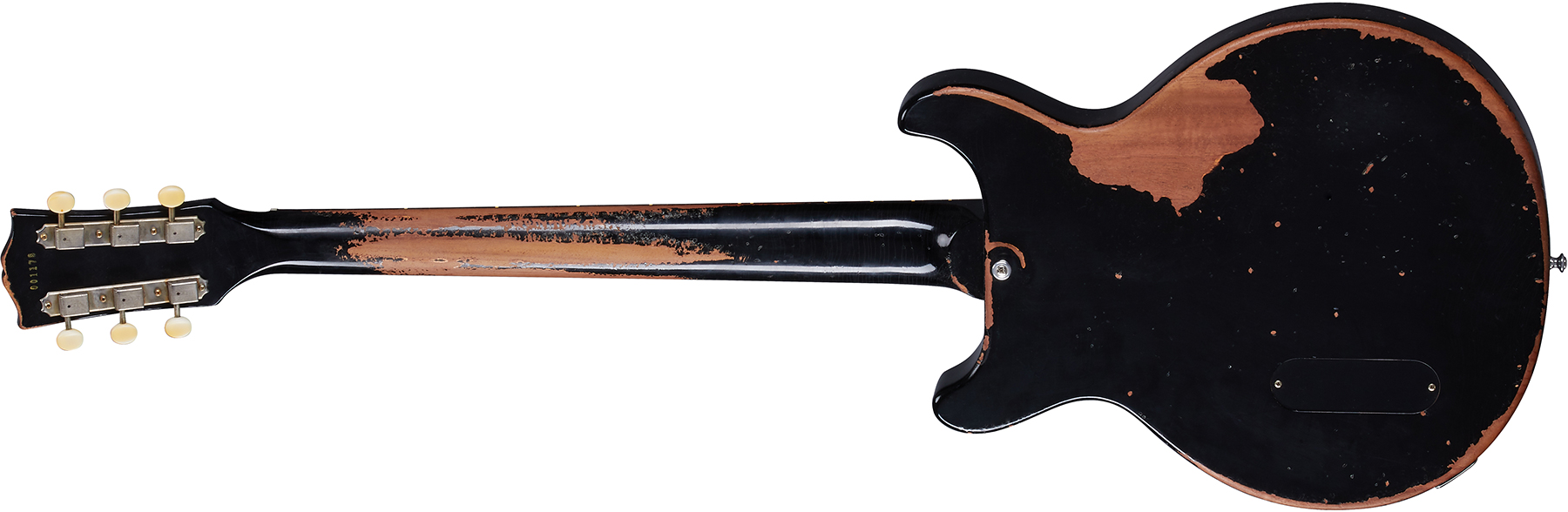 Gibson Custom Shop Murphy Lab Les Paul Junior Double Cut 1960 Reissue P90 Ht Rw - Ultra Heavy Aged Ebony - Guitarra eléctrica de doble corte. - Variat