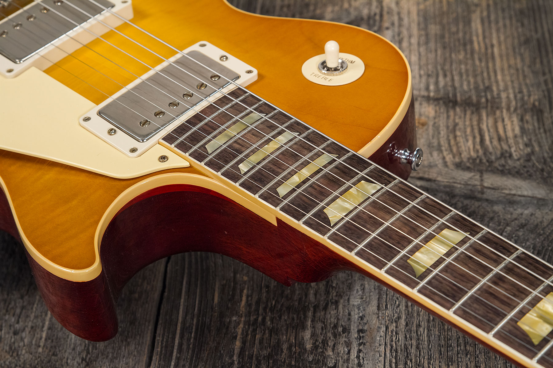 Gibson Custom Shop Murphy Lab Les Paul Standard 1958 Reissue 2h Ht Rw #821279 - Light Aged Lemon Burst - Enkel gesneden elektrische gitaar - Variation