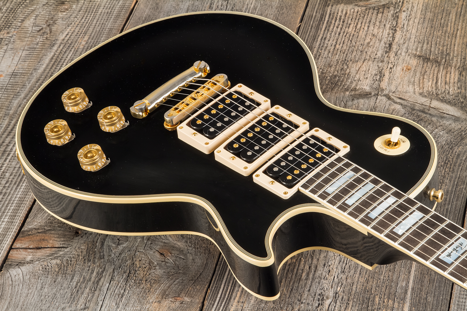 Gibson Custom Shop Peter Frampton Les Paul Custom Phenix Signature 3h Ht Eb - Vos Ebony - Enkel gesneden elektrische gitaar - Variation 5