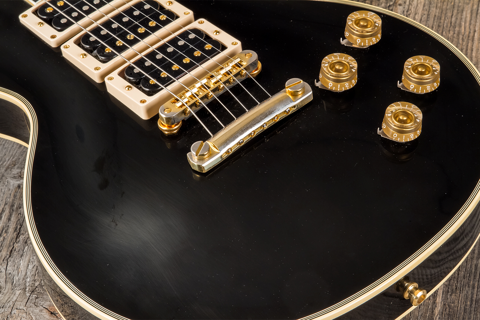 Gibson Custom Shop Peter Frampton Les Paul Custom Phenix Signature 3h Ht Eb - Vos Ebony - Enkel gesneden elektrische gitaar - Variation 6