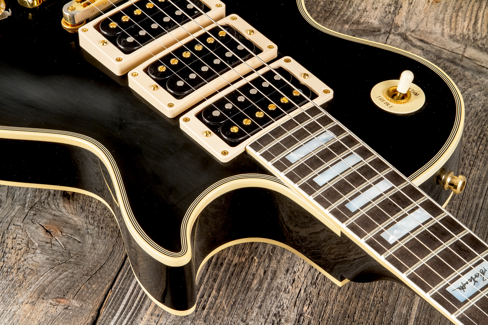 Gibson Custom Shop Peter Frampton Les Paul Custom Phenix Signature 3h Ht Eb - Vos Ebony - Enkel gesneden elektrische gitaar - Variation 7