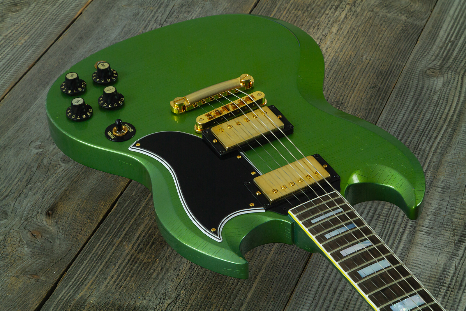 Gibson Custom Shop Sg Custom Modern 2h Eb #cs500857 - Murphy Lab Light Aged Verdoro Green - Double cut gitaar - Variation 2