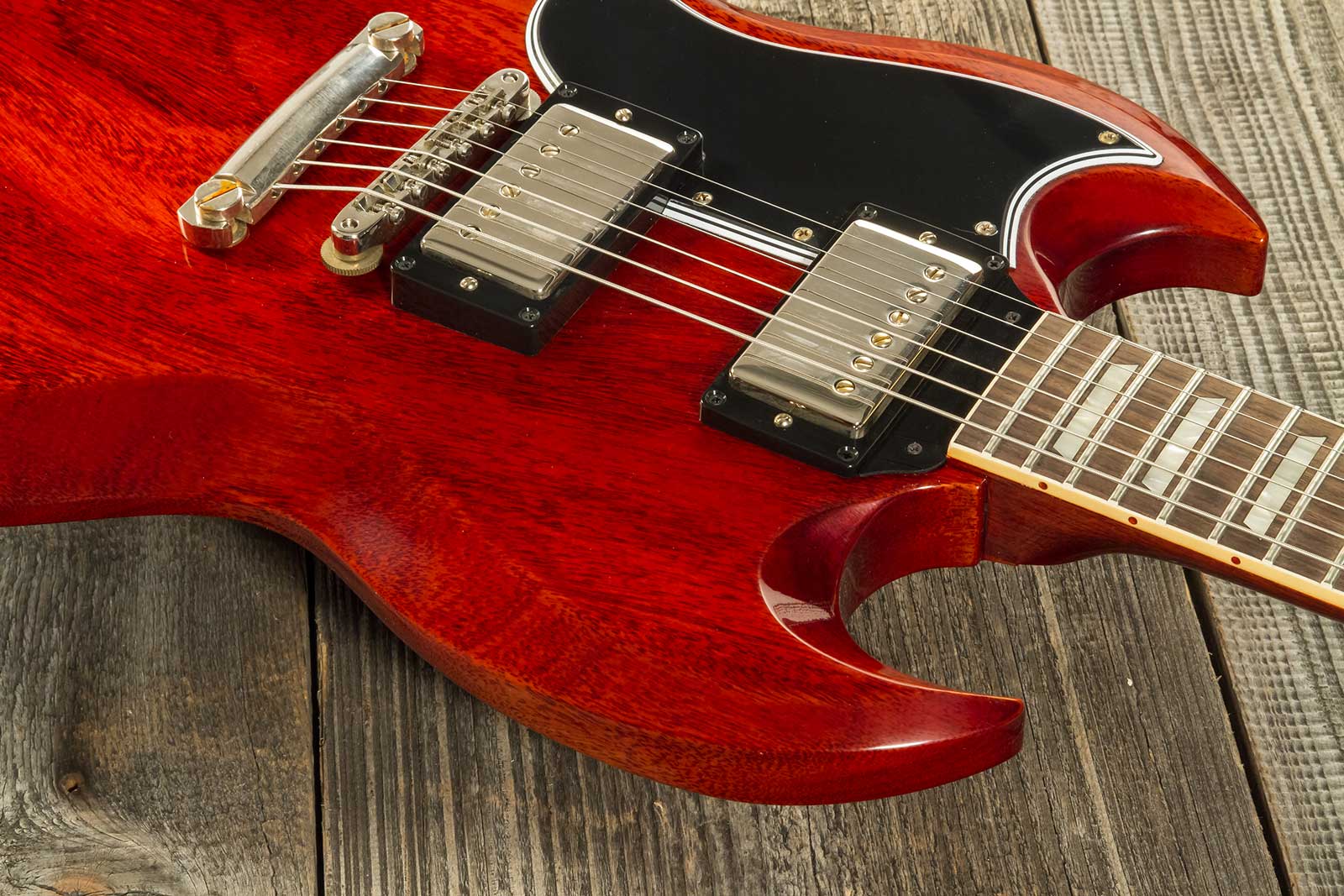 Gibson Custom Shop Sg Standard 1961 Stop Bar Reissue Lh Gaucher 2019 2h Ht Rw #400261 - Vos Cherry Red - Guitarra eléctrica de doble corte. - Variatio