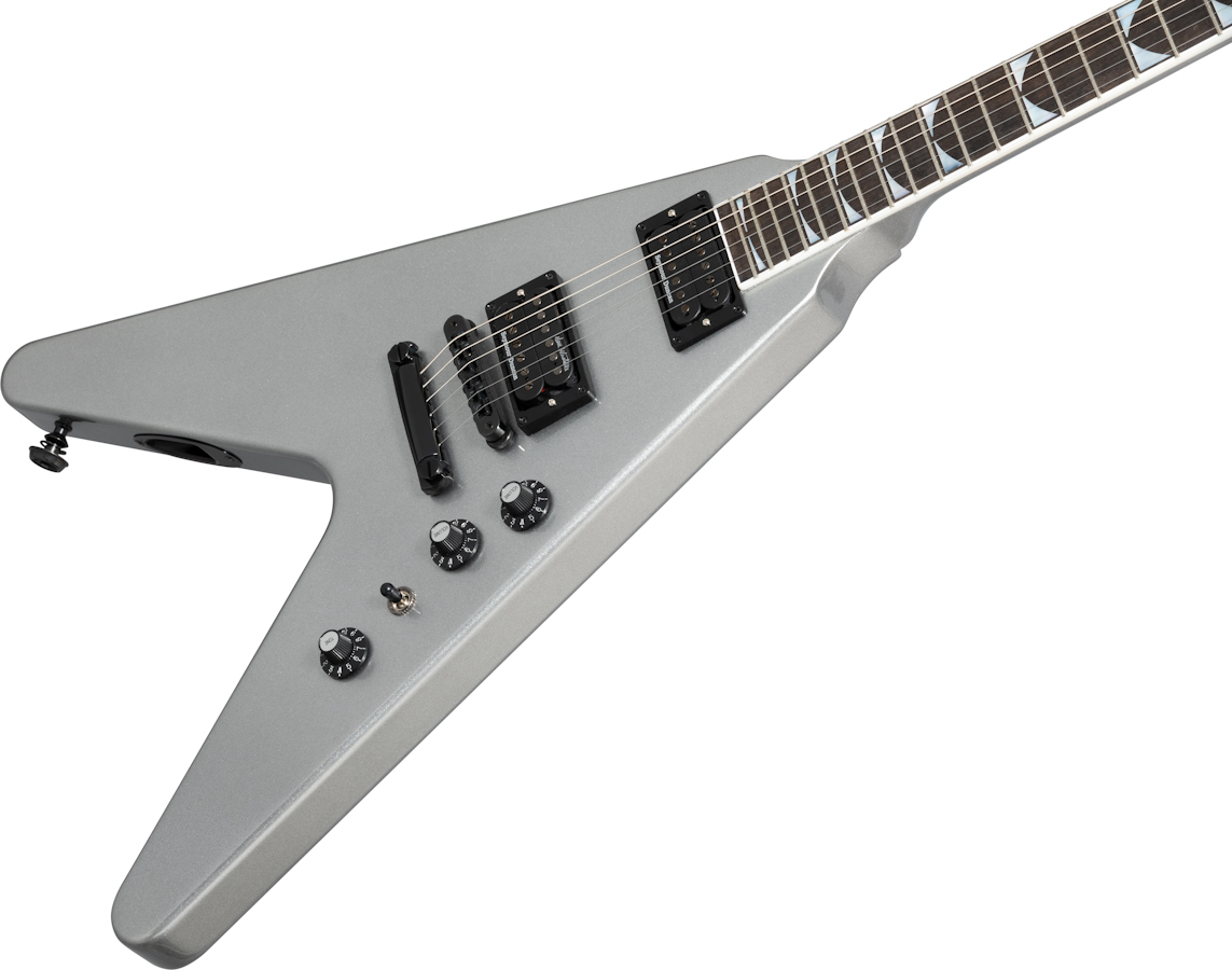 Gibson Dave Mustaine Flying V Exp Signature 2h Ht Eb - Silver Metallic - Metalen elektrische gitaar - Variation 3