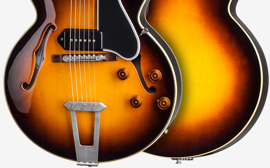 Gibson Es-275 P-90 Ltd - Vos Dark Burst - Semi hollow elektriche gitaar - Variation 3