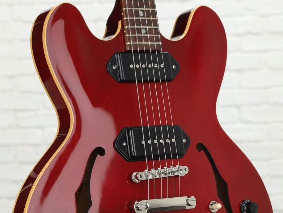 Gibson Es-335 Dot P-90 2019 Ht Rw - Wine Red - Semi hollow elektriche gitaar - Variation 2