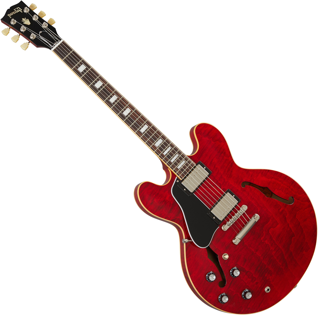 Gibson Es-335 Figured Lh Original Gaucher 2h Ht Rw - Sixties Cherry - Linkshandige elektrische gitaar - Variation 1