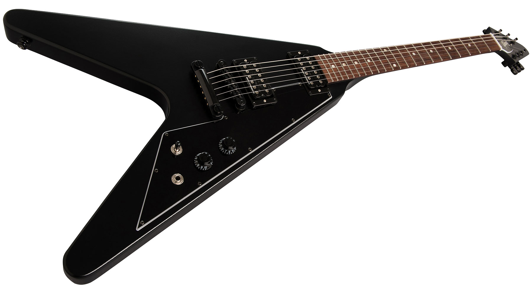 Gibson Flying V Tribute 2019 Hh Ht Rw - Satin Ebony - Metalen elektrische gitaar - Variation 1