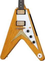 Retro-rock elektrische gitaar Gibson Custom Shop 1958 Korina Flying V Reissue (White Pickguard) - Vos natural
