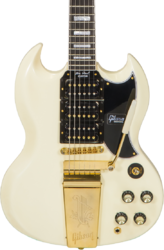 Guitarra eléctrica de doble corte. Gibson Custom Shop 1963 Les Paul SG Custom Reissue W/ Maestro Vibrola - Vos classic white
