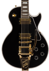 Enkel gesneden elektrische gitaar Gibson Custom Shop M2M Les Paul Custom Flowerpot Headstock Bigsby #CS402776 - Ebony