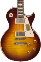 Enkel gesneden elektrische gitaar Gibson Custom Shop M2M 1958 Les Paul Standard #R862322 - Aged bourbon burst