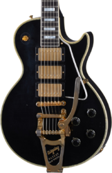 Enkel gesneden elektrische gitaar Gibson Custom Shop Murphy Lab 1957 Les Paul Custom 3-Pickup Bigsby Reissue - Light aged ebony 