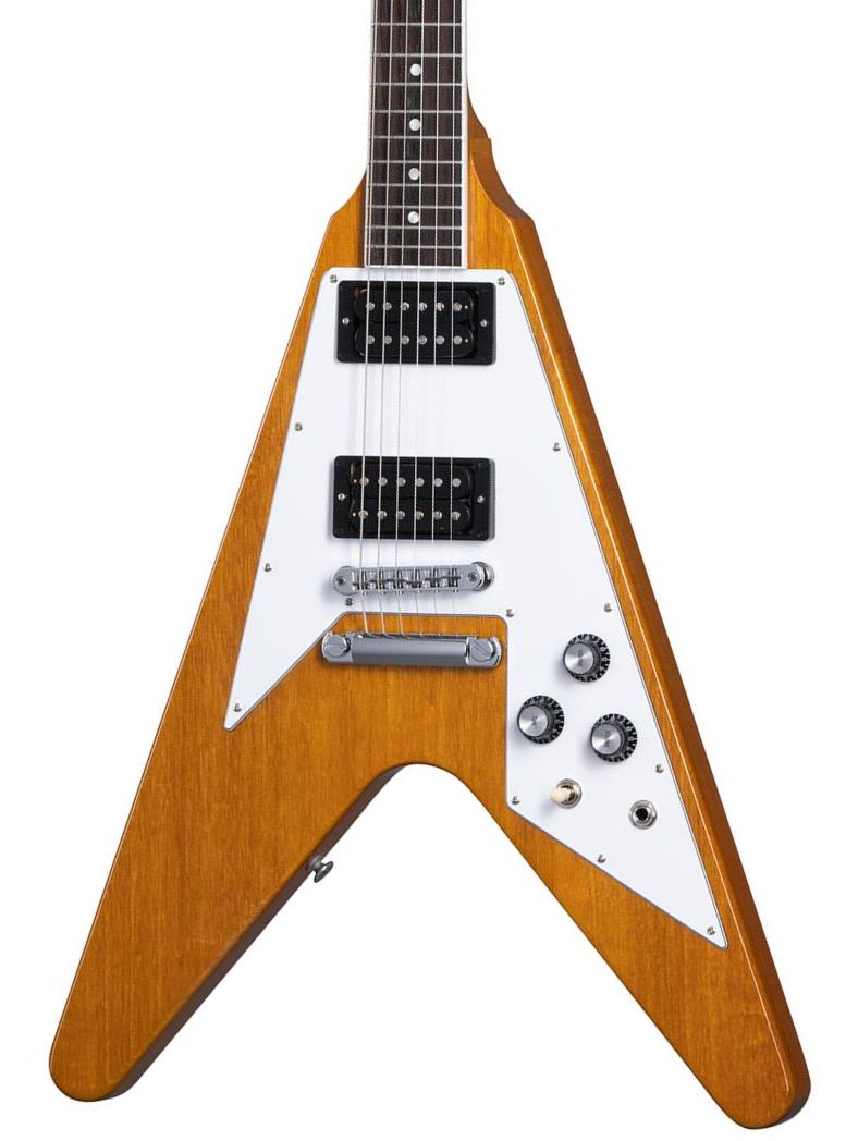 Metalen elektrische gitaar Gibson 70s Flying V - Antique natural