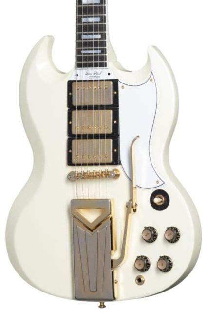 Guitarra eléctrica de doble corte. Gibson 60th Anniversary 1961 SG Les Paul Custom - Vos aged polaris white