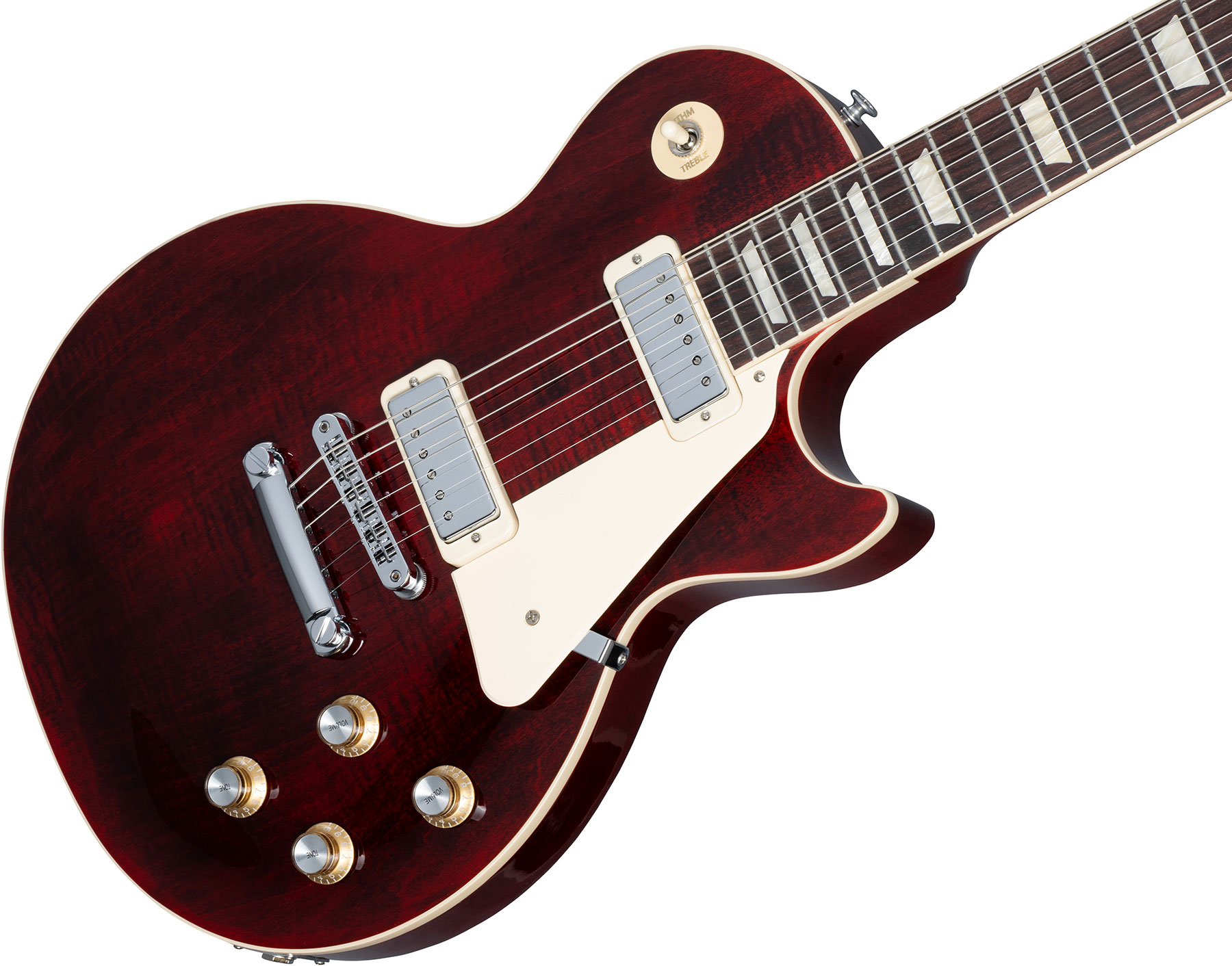 Gibson Les Paul Deluxe 70s Plain Top Original 2mh Ht Rw - Wine Red - Enkel gesneden elektrische gitaar - Variation 3