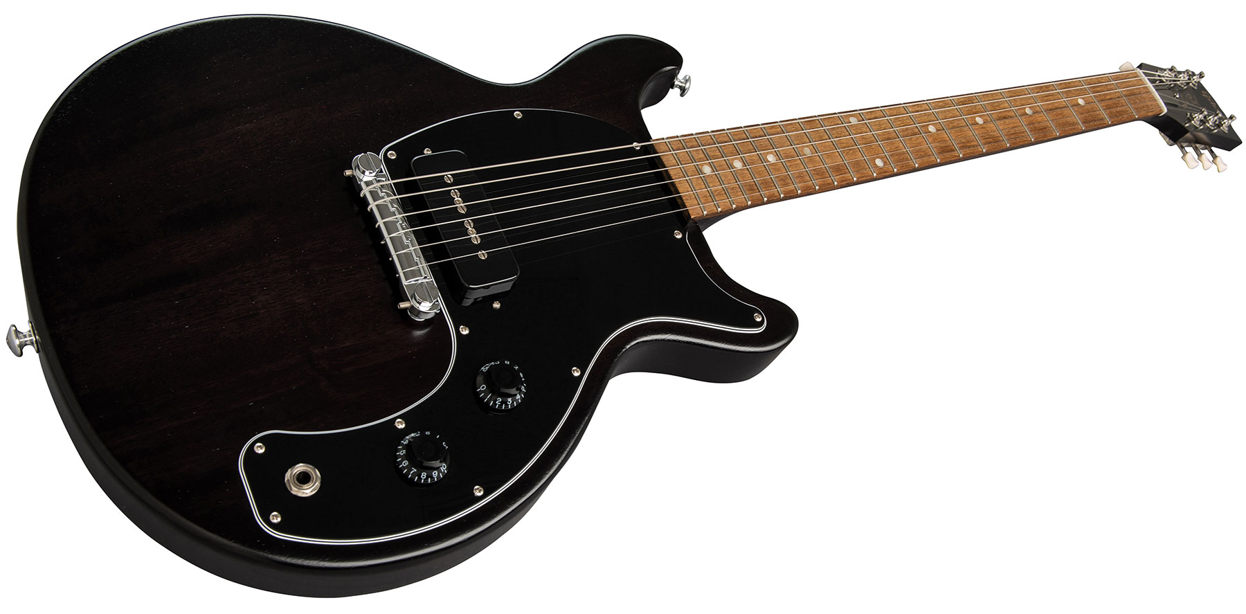 Gibson Les Paul Junior Dc Tribute 2019 P90 Ht Rw - Worn Ebony - Enkel gesneden elektrische gitaar - Variation 1