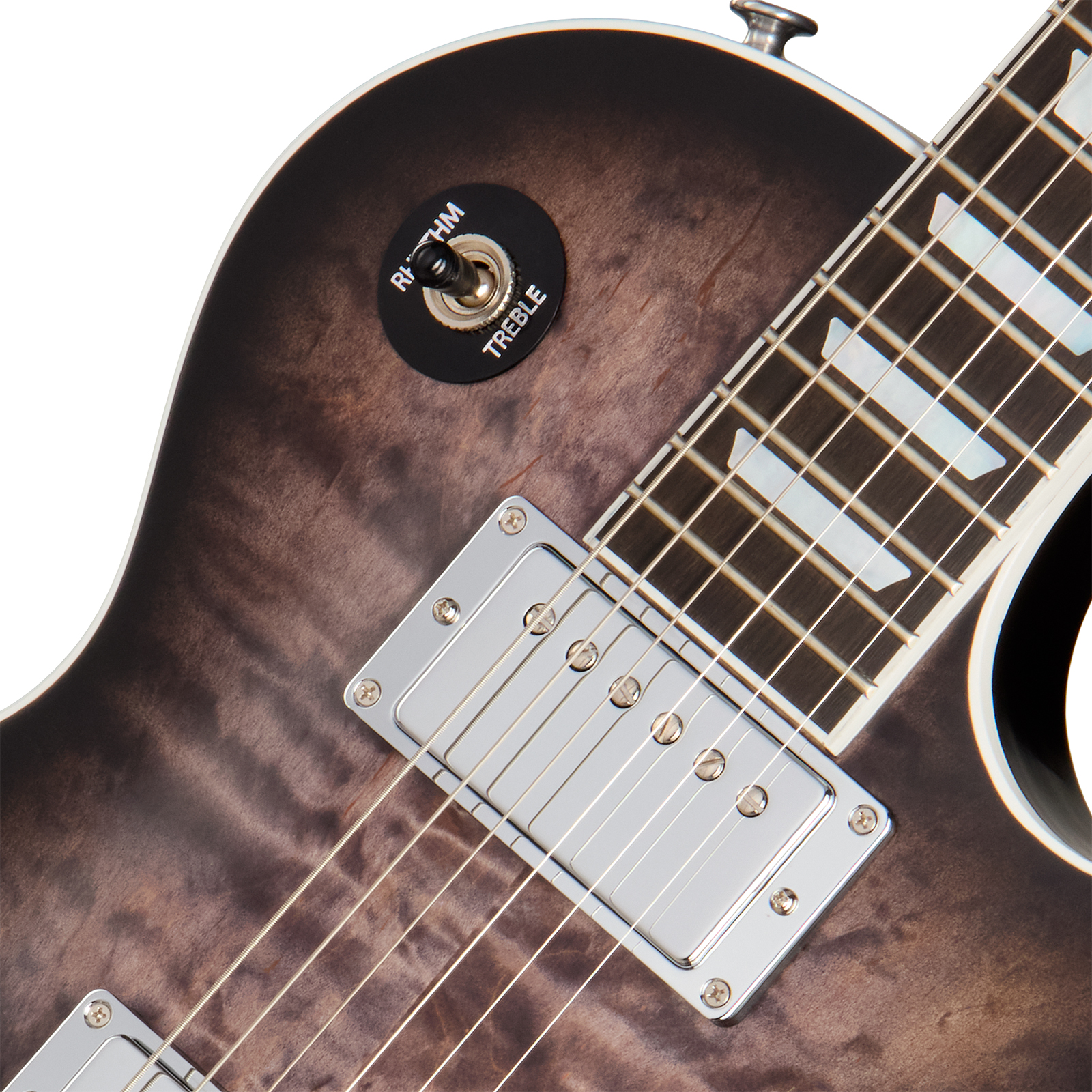 Gibson Mark Morton Les Paul Modern Quilt Signature 2h Ht Rw - Translucent  Ebony Burst  Satin - Single cut gitaar - Variation 2