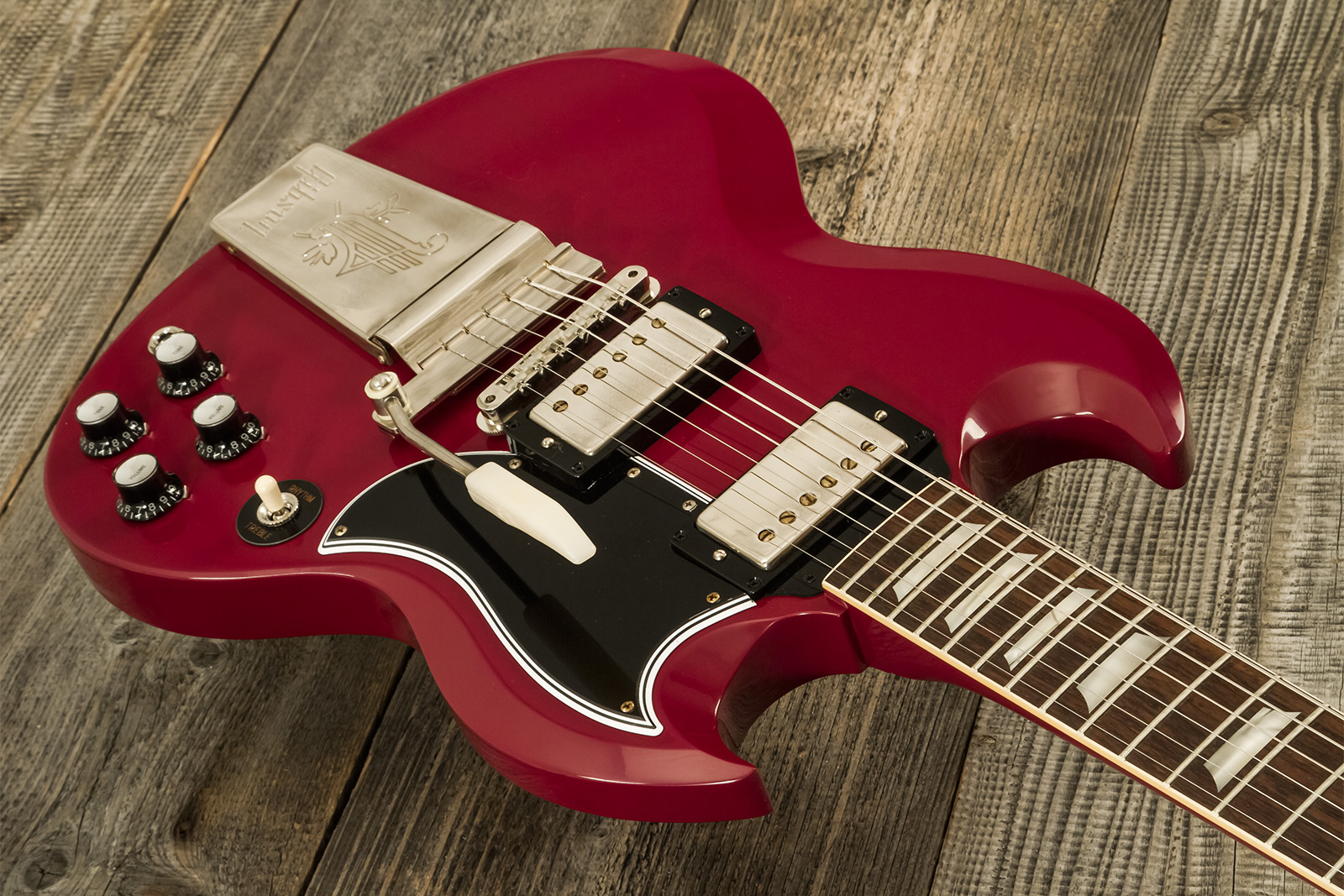 Gibson Sg Standard 1964 Maestro Vibrola 2h Trem Rw #502124 - Vos Metallic Plum - Double cut gitaar - Variation 2