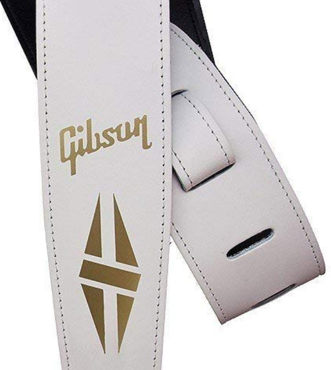 Gibson The Split-diamond Guitar Strap Cuir 2.5inc White - Gitaarriem - Variation 1