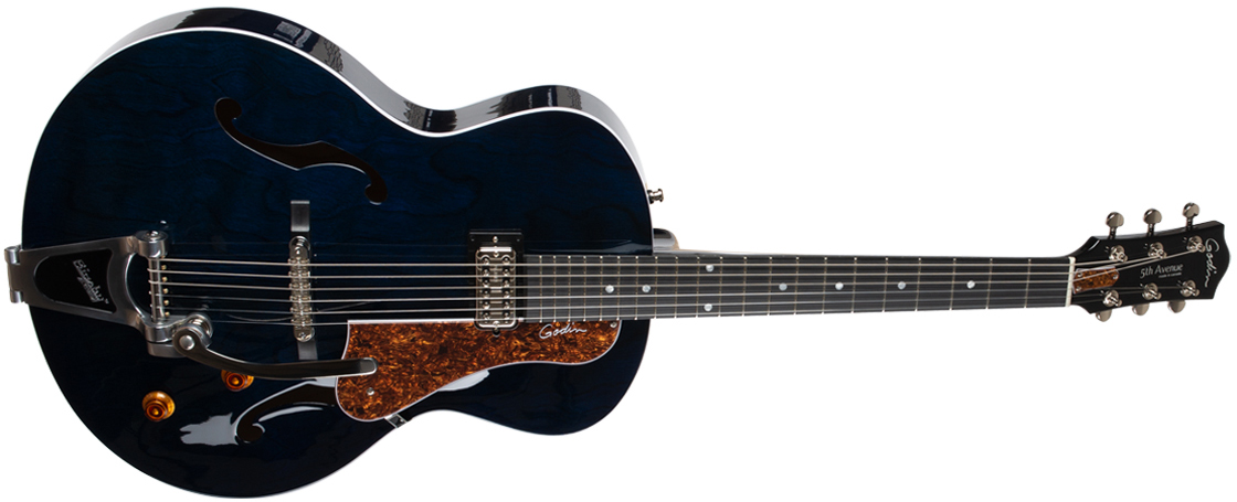 Godin 5th Avenue Nightclub H Tv Jones Bigsby Ric - Indigo Blue - Hollow bodytock elektrische gitaar - Variation 1