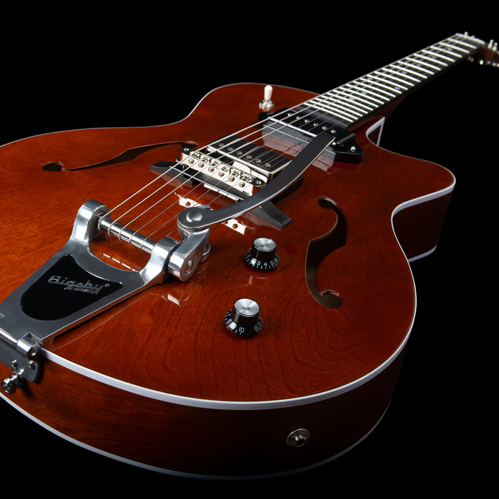 Godin 5th Avenue Uptown Custom Hp90 Bigsby Ric - Havana Burst - Hollow bodytock elektrische gitaar - Variation 2