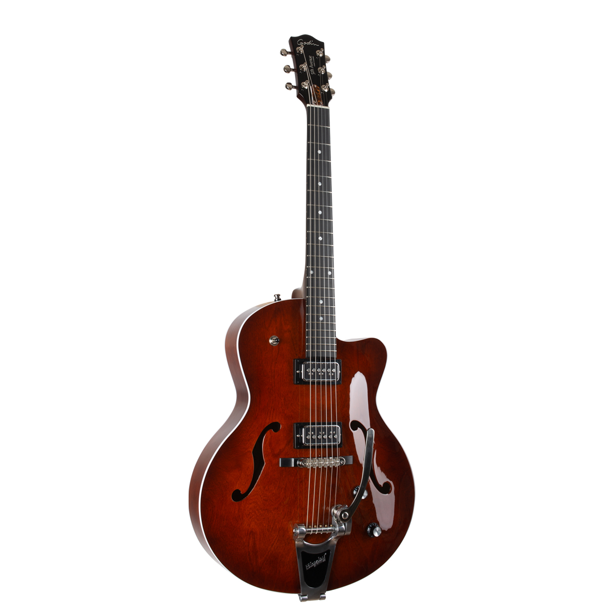 Godin 5th Avenue Uptown T-armond Bigsby Hh Cw - Havana Burst - Hollow bodytock elektrische gitaar - Variation 1