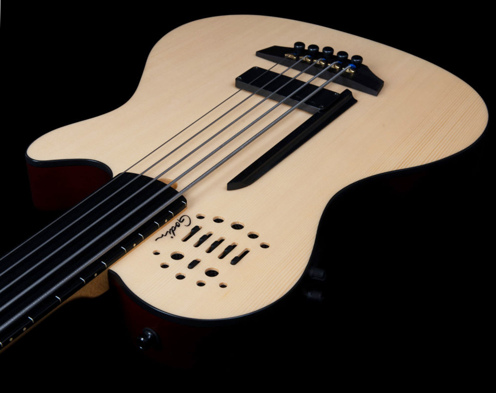 Godin A5 Ultra Fretless A/e 5c Epicea Tilleul Ric - Natural Semi Gloss - Akoestische bas - Variation 3