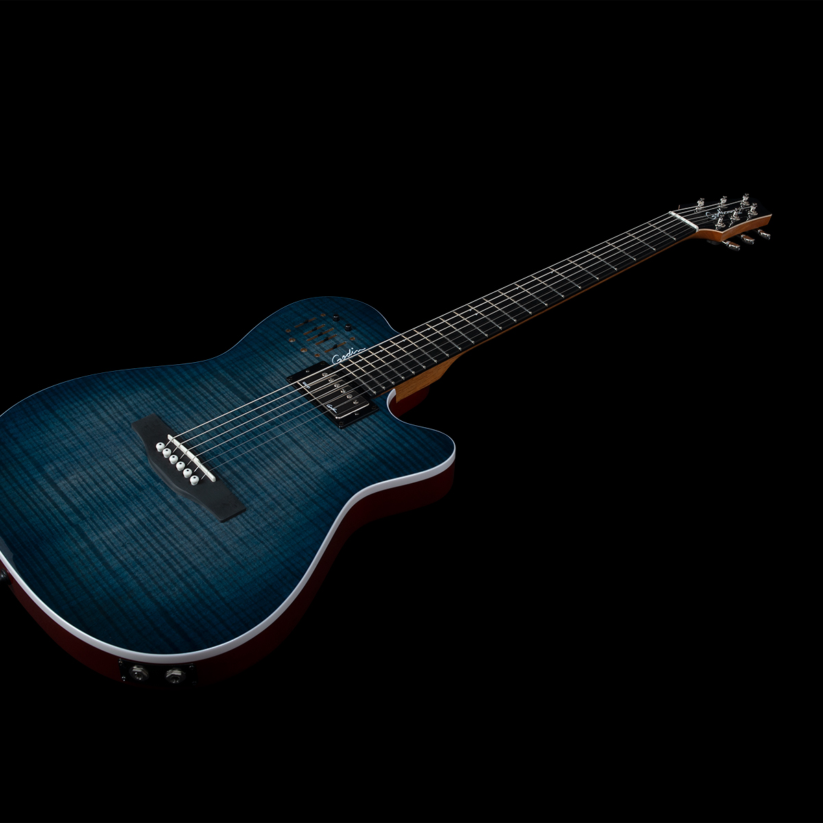 Godin A6 Ultra Rw - Denim Blue Flame - Westerngitaar & electro - Variation 2