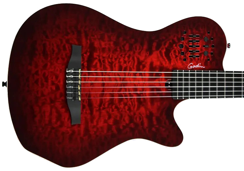 Godin Acs Sa Grand Concert Quilted Maple Multiac Nylon Cw Cedre Acajou Ric Synth Access - Trans Red - Westerngitaar & electro - Variation 1