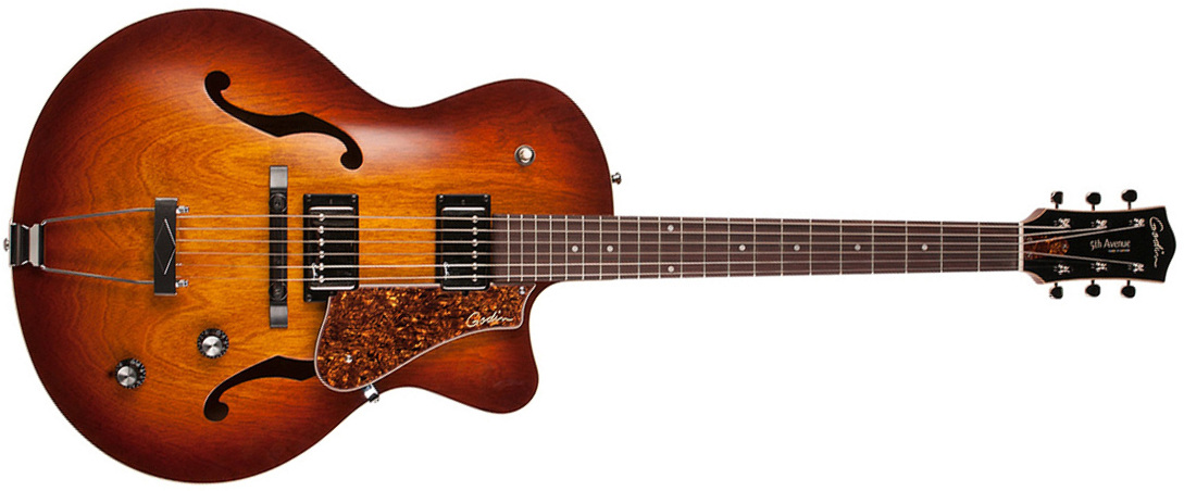 Godin 5th Avenue Cw Kingpin Ii Hb 2h Ht Rw - Cognac Burst - Hollow bodytock elektrische gitaar - Main picture