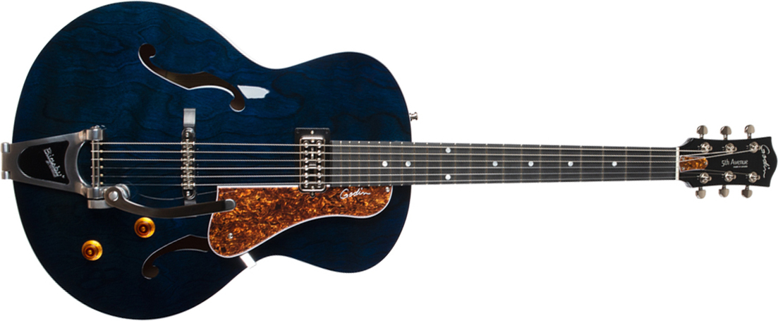 Godin 5th Avenue Night Club H Tv Jones Trem Bigsby Ric - Indigo Blue - Semi hollow elektriche gitaar - Main picture