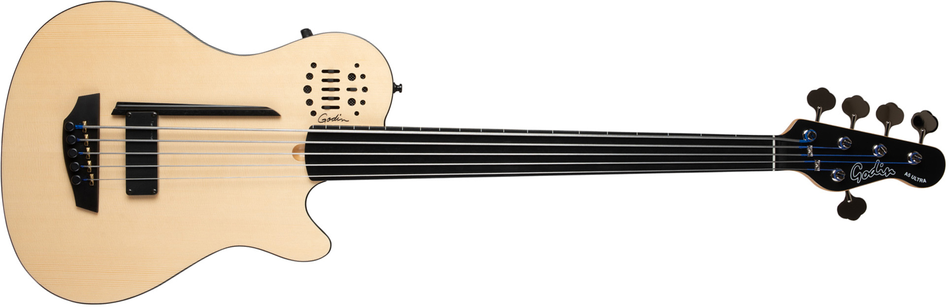 Godin A5 Ultra Fretless A/e 5c Epicea Tilleul Ric - Natural Semi Gloss - Akoestische bas - Main picture