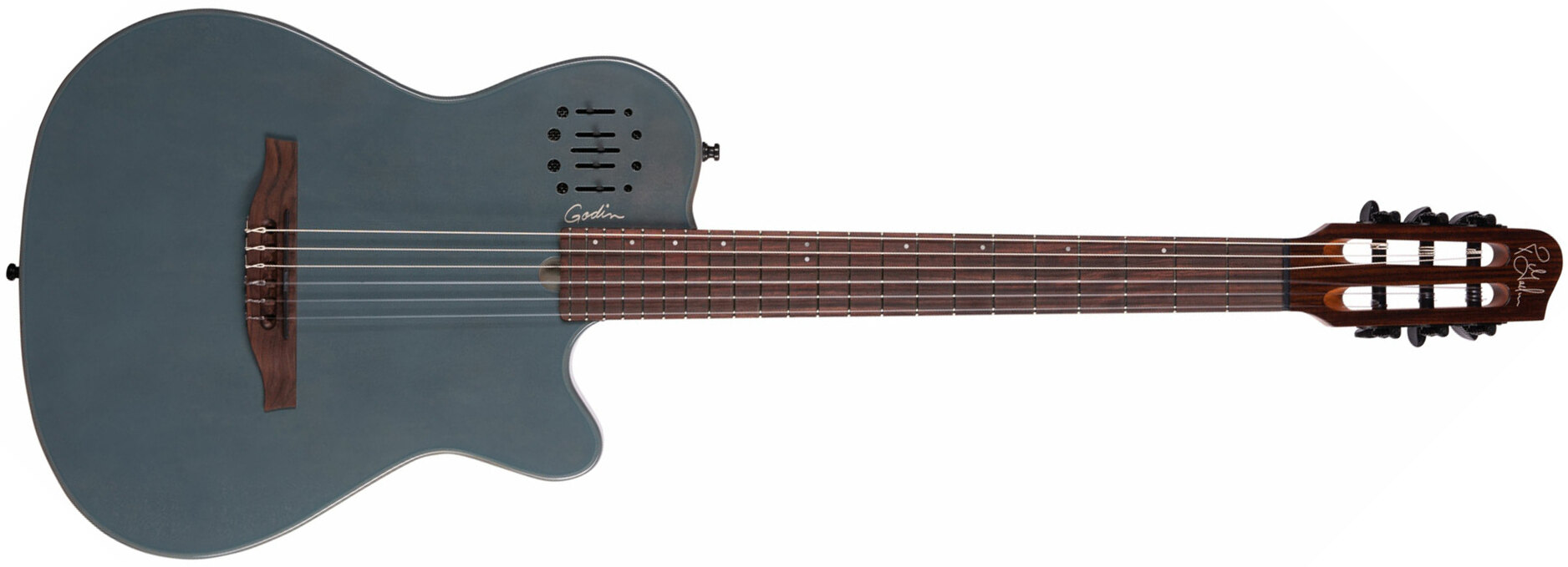 Godin Multiac Nylon Mundial Cw Cedre Acajou Rw - Arctik Blue - Westerngitaar & electro - Main picture