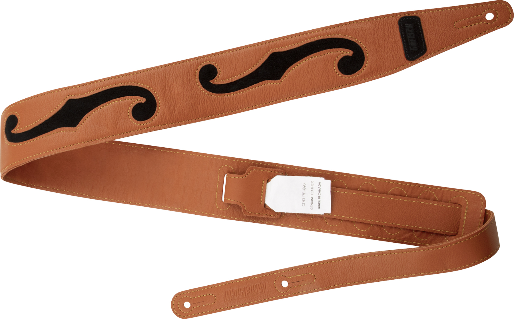 Gretsch F-holes Leather Guitar Strap 3-inch Cuir Orange & Black - Gitaarriem - Main picture