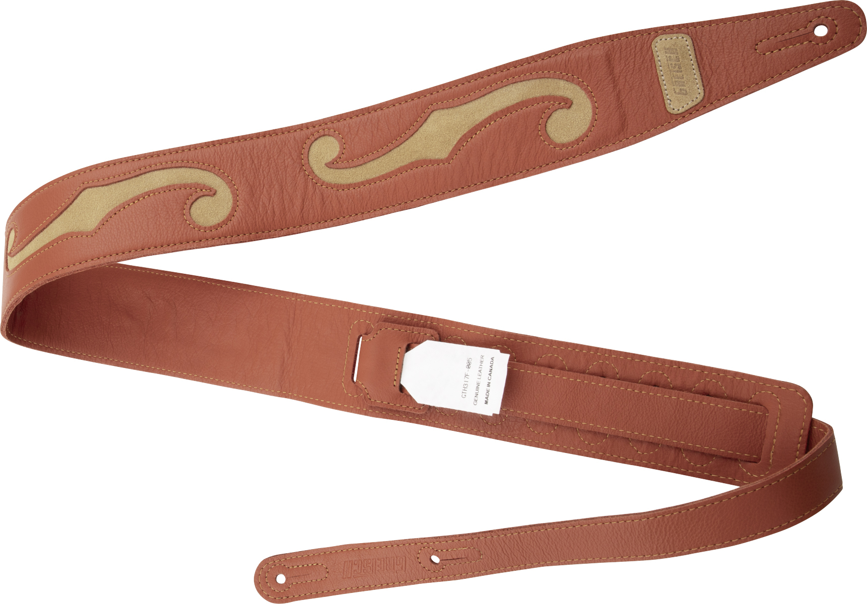 Gretsch F-holes Leather Guitar Strap 3-inch Cuir Orange & Tan - Gitaarriem - Main picture