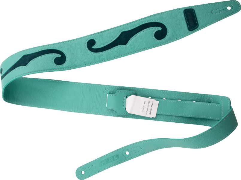 Gretsch F-holes Leather Guitar Strap 3-inch Cuir Surf Green & Dark Green - Gitaarriem - Main picture