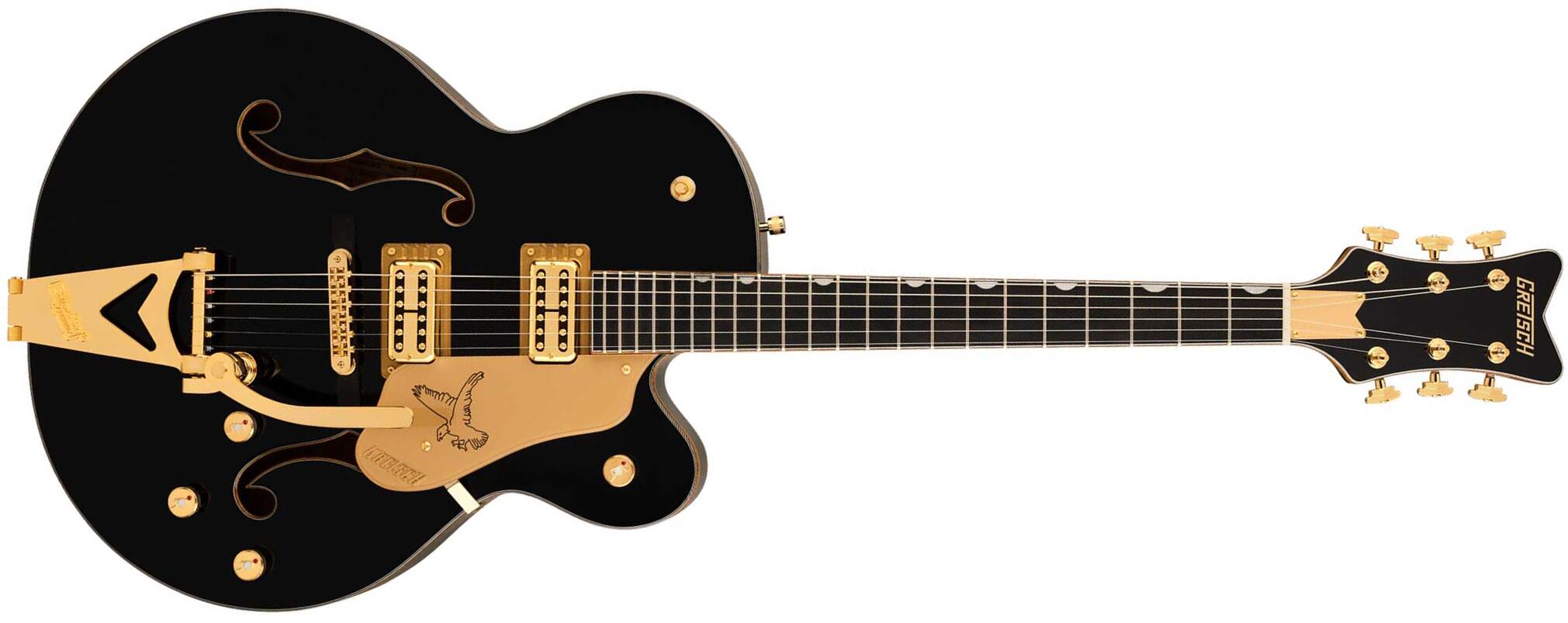 Gretsch Falcon Hollowbody Sc Bigsby Synchromatic 2h Trem Eb - Black - Semi hollow elektriche gitaar - Main picture