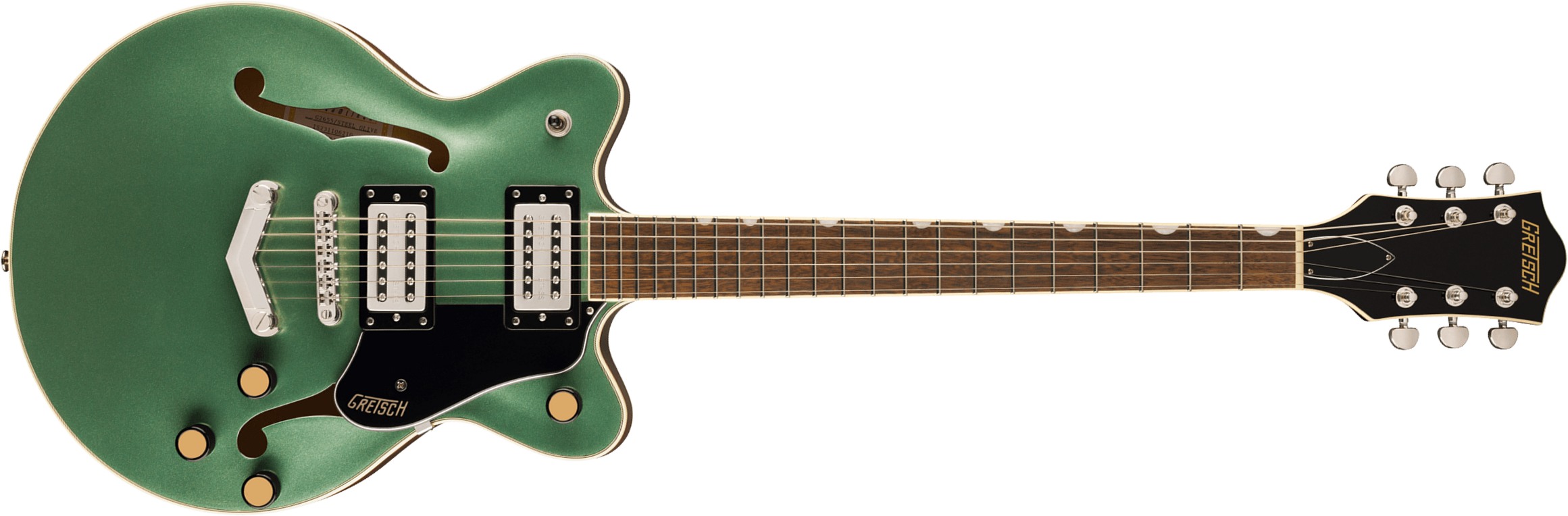 Gretsch G2655 Center Block Jr Dc V-stoptail Streamliner 2h Ht Lau - Steel Olive - Guitarra eléctrica de doble corte. - Main picture