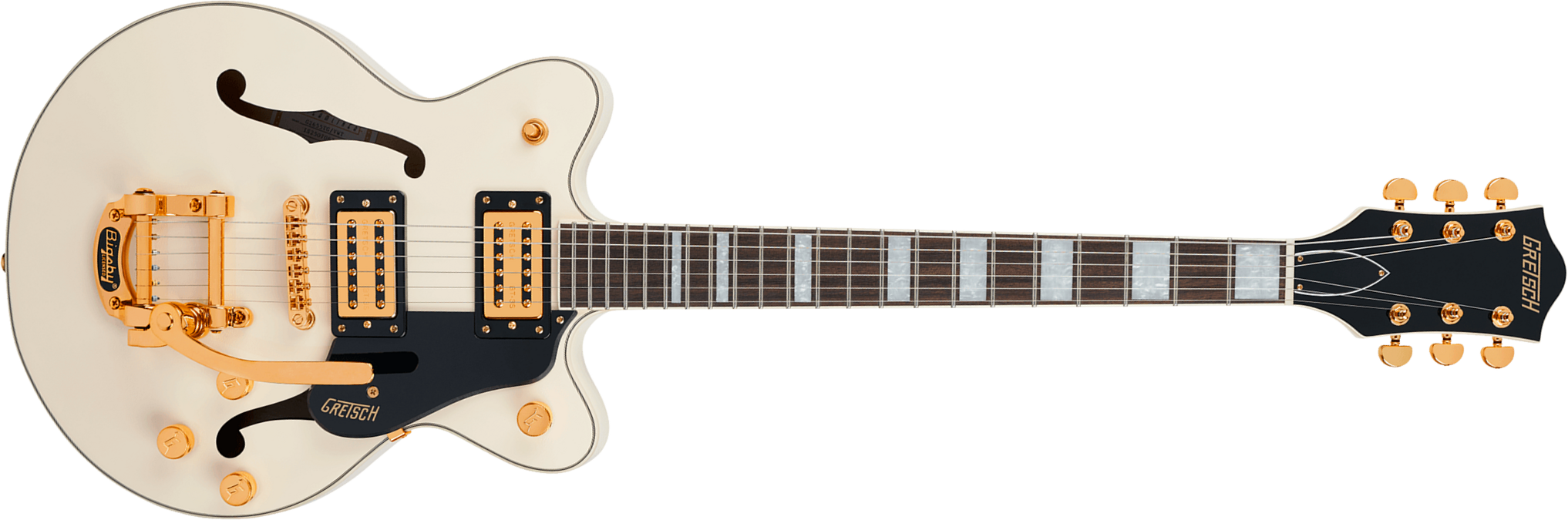 Gretsch G2655tg Center Block Jr Dc Bigsby Streamliner Ltd 2h Trem Lau - Vintage White - Semi hollow elektriche gitaar - Main picture