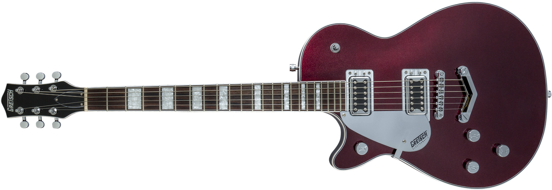 Gretsch G5220lh Jet Bt Singlecut V-stoptail Electromatic Gaucher Hh Ht Lau - Dark Cherry Metallic - Linkshandige elektrische gitaar - Main picture