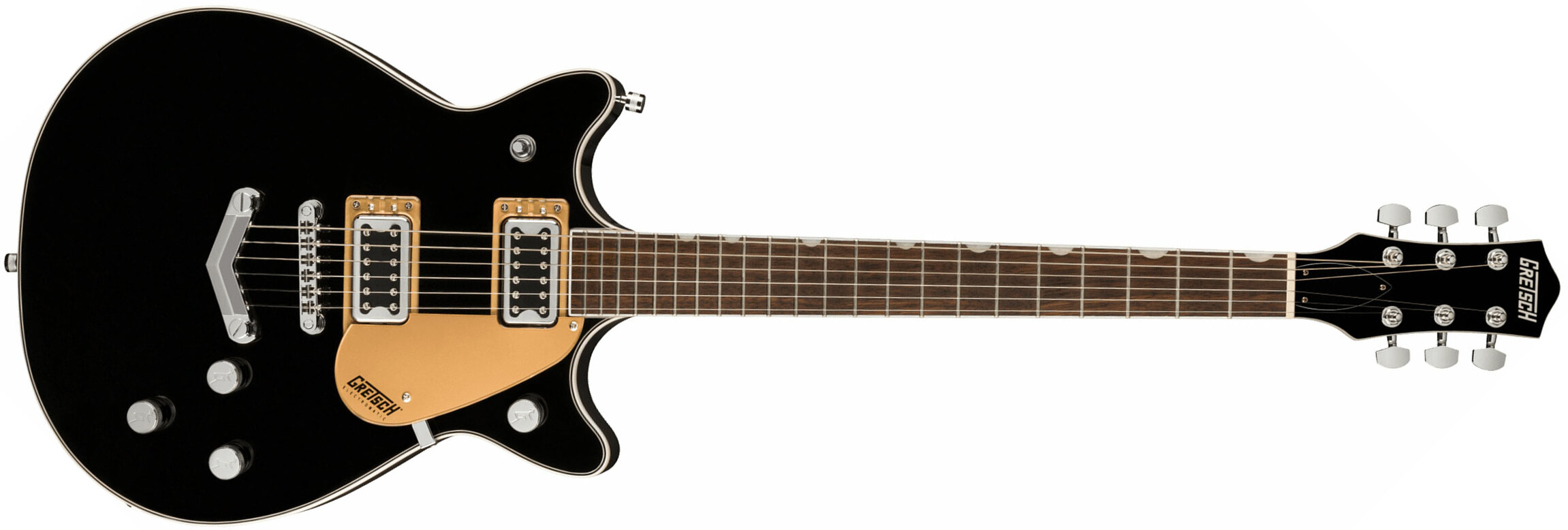 Gretsch G5222 Electromatic Double Jet Bt V-stoptail Hh Ht Lau - Black - Guitarra eléctrica de doble corte. - Main picture