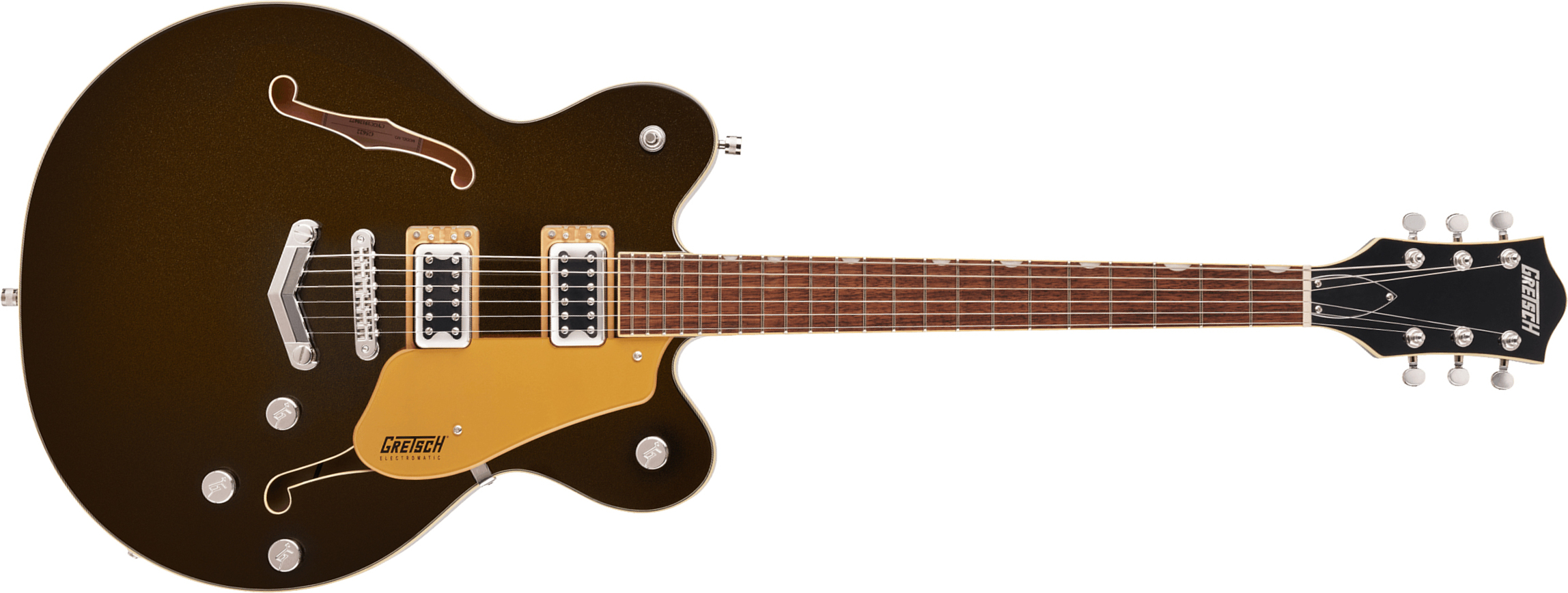 Gretsch G5622 Center Bloc Double Cut V-stoptail Electromatic Hh Ht Lau - Black Gold - Semi hollow elektriche gitaar - Main picture